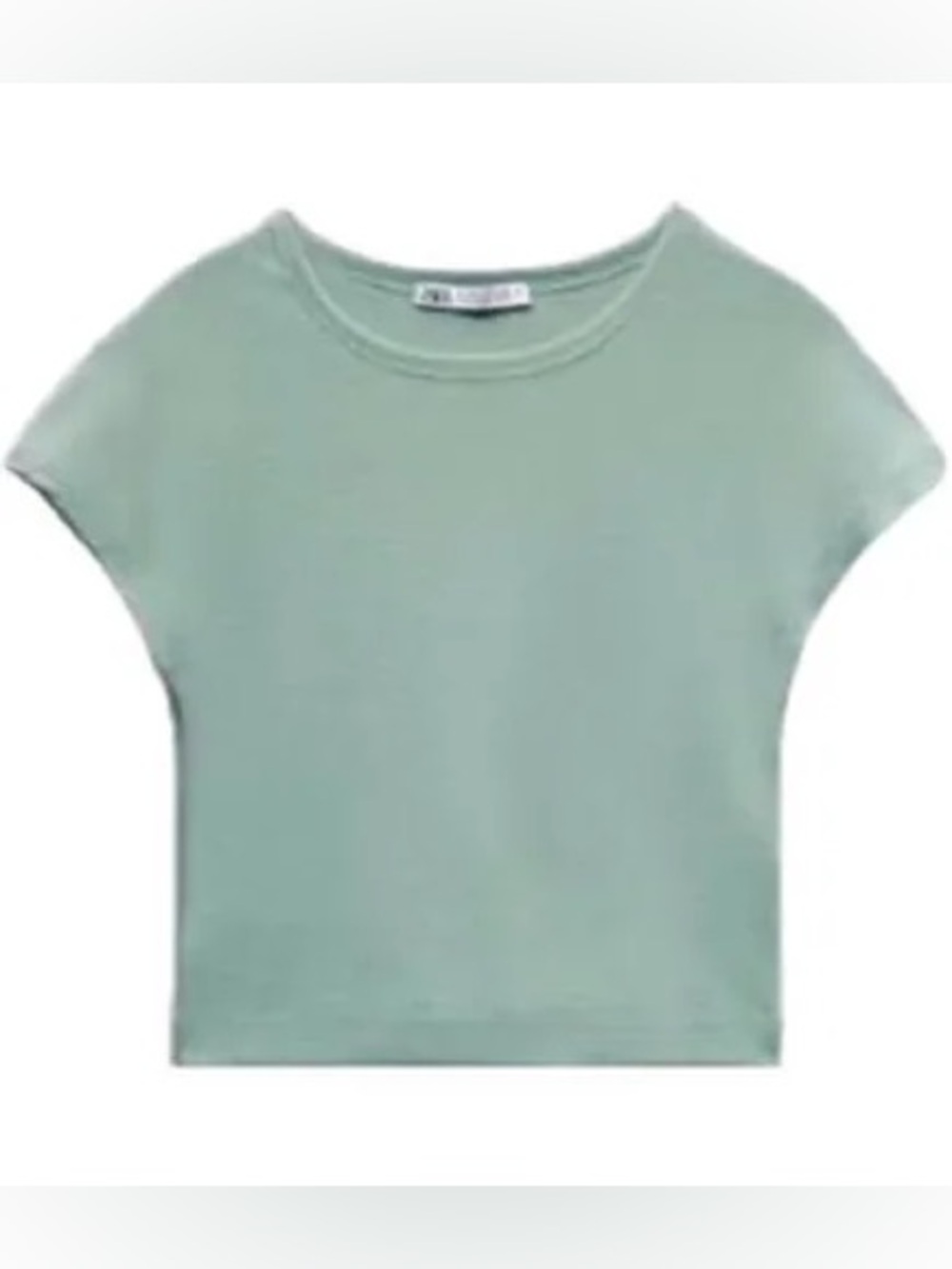 Zara Mint Green Cropped Short Sleeve Top